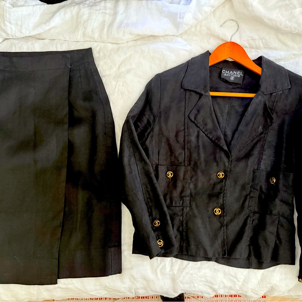 CHANEL Classic Black Jacket and Skirt Set vintage